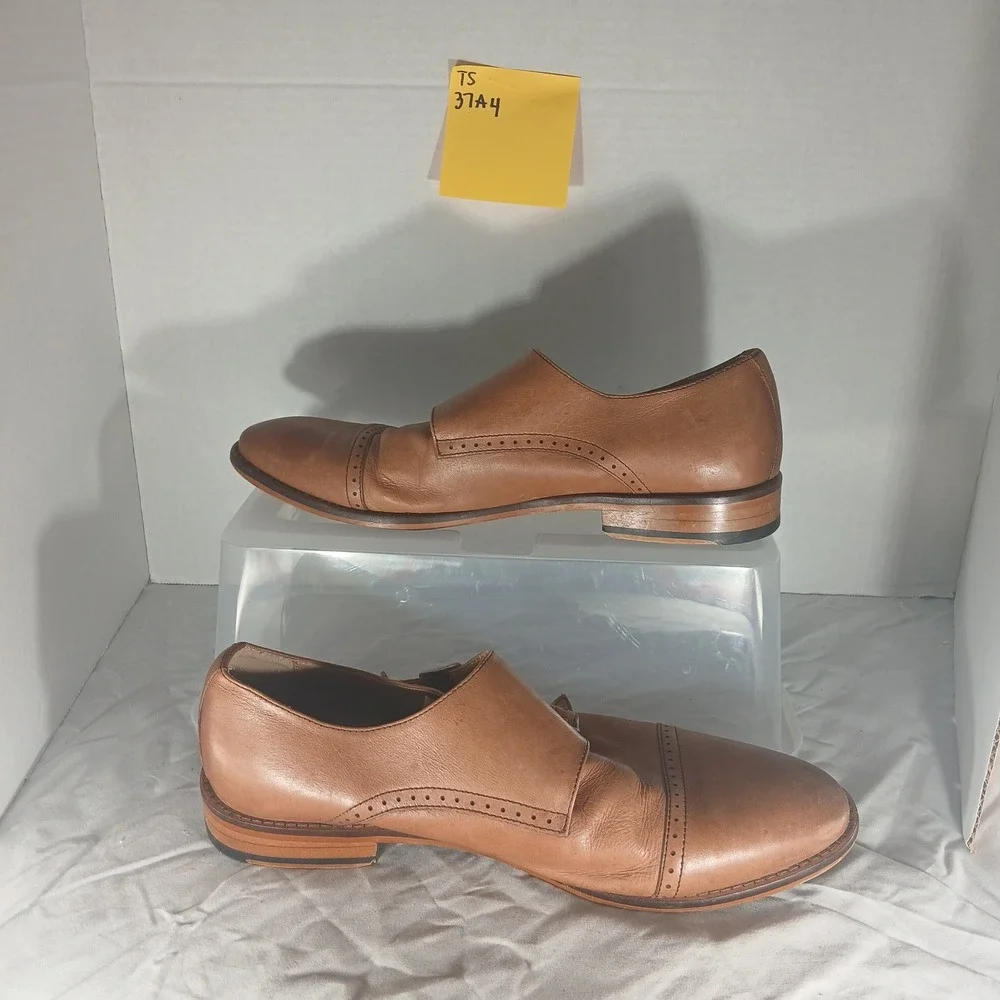 Express Men Leather‎ Double Monk Strap Cap Toe Dress Shoes Brown Size 9